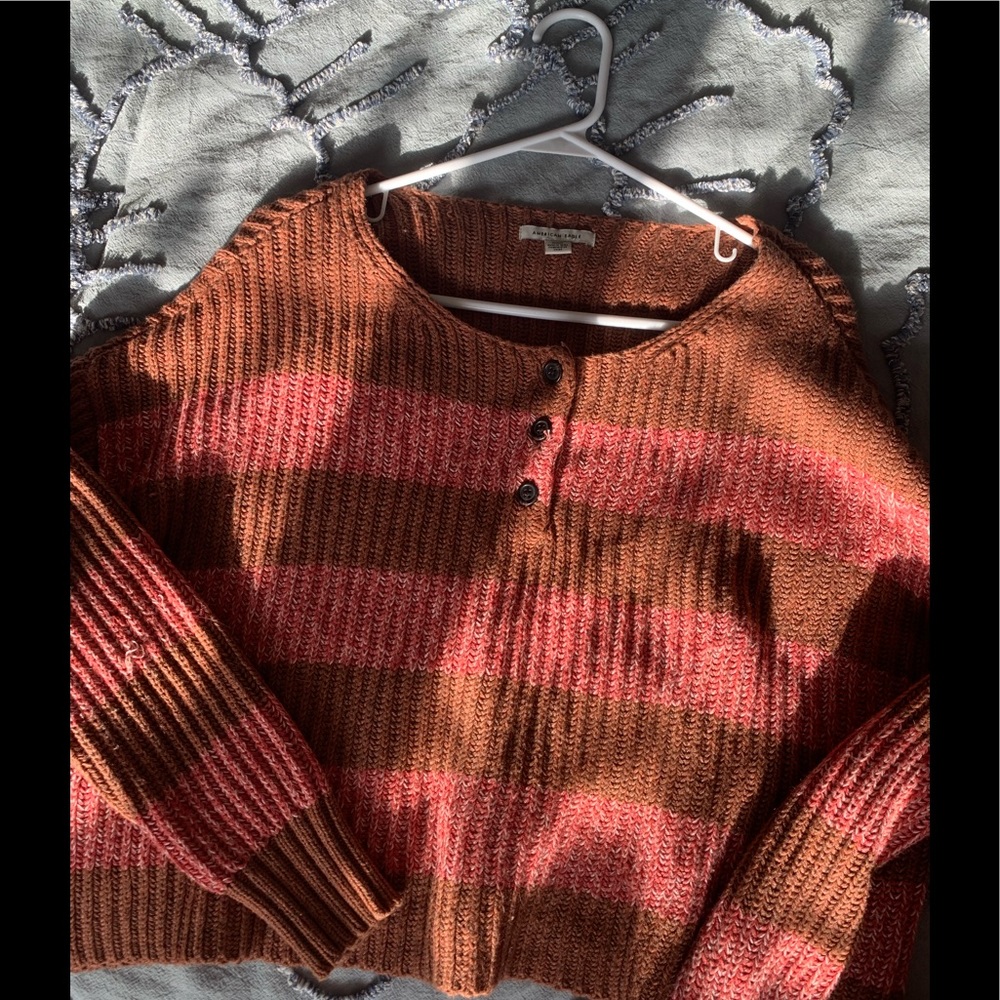 AE rust and red sweater